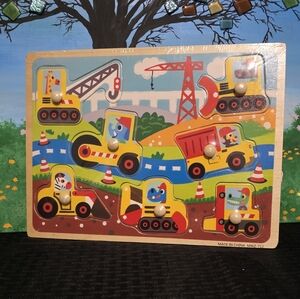 Colorful Wooden Vehicle Puzzle for Kids